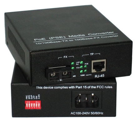 ตัวแปลงสัญญาณ 10M / 100M Power Ethernet อีเธอร์เน็ต PSE สร้างขึ้นในแหล่งจ่ายไฟ AC / DC